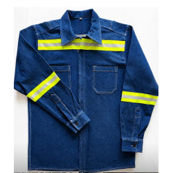 CAMISOLA EN MEZCLILLA GRUESA 14 OZ ESPECIAL PARA SOLDADORES O PAILEROS.